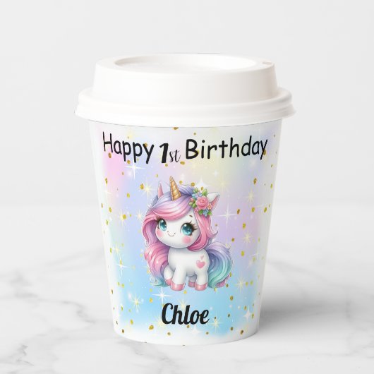 Unicorn Paper Cups Papieren Bekers (Voorkant)