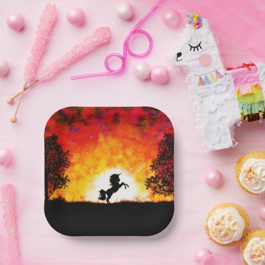 Unicorn Papieren Bordje (Feest)