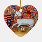 UNICORN PARCHMENT HEART MONOGRAM, RED RUBY GEMSTON KERAMISCH ORNAMENT (Achterkant)