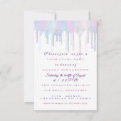 Unicorn Partij 1e 2e Baby Holograaf Roze Paars Kaart (Voorkant)