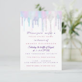 Unicorn Partij 1e 2e Baby Holograaf Roze Paars Kaart (Staand voorkant)