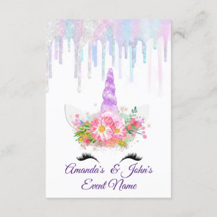 Unicorn Partij 1e 2e Baby Holograaf Roze Paars Kaart