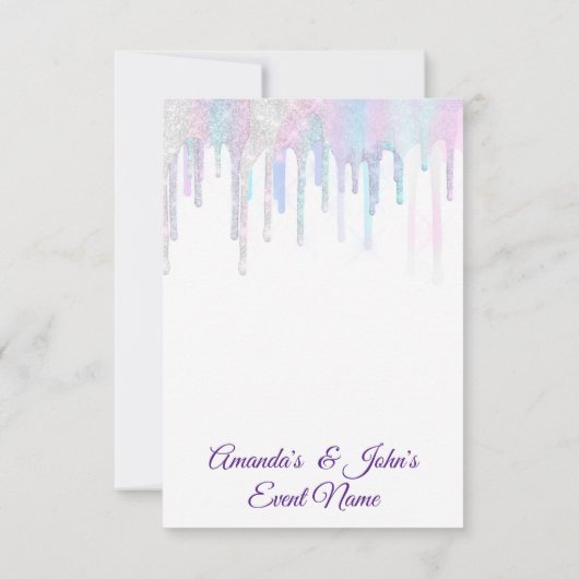 Unicorn Partij 1e 2e Baby Holograaf Roze Wit Kaart (Achterkant)