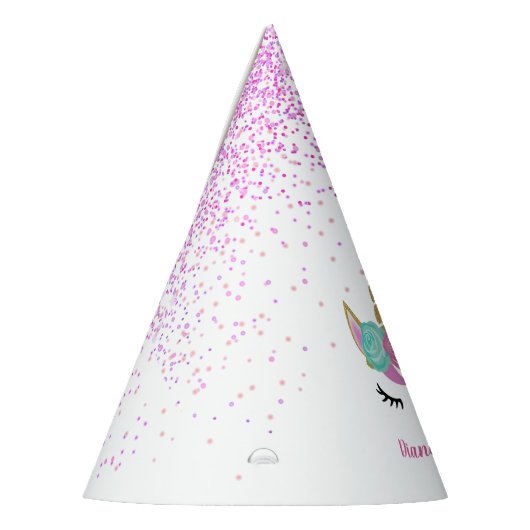 Unicorn partij Schattigee glitter aangepaste naam Feesthoedjes (Links)