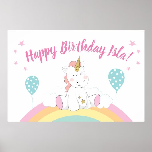Unicorn party achtergrond, unicorn poster (Voorkant)