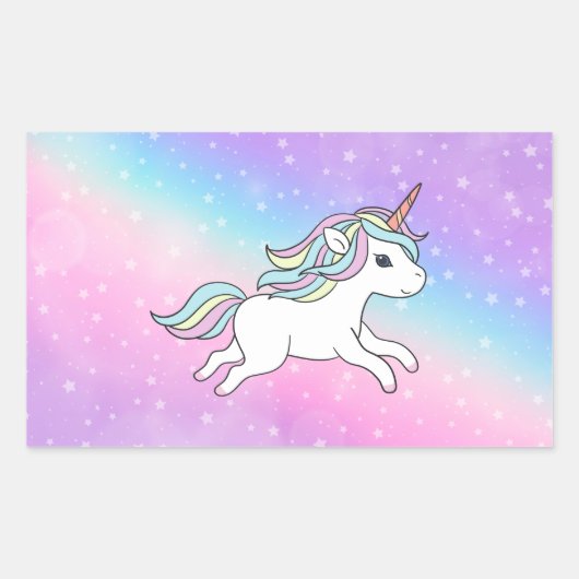 Unicorn Party Collectie! Rechthoekige Sticker (Voorkant)