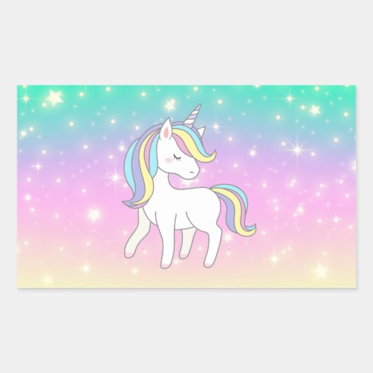 Unicorn Party Collectie! Rechthoekige Sticker (Voorkant)