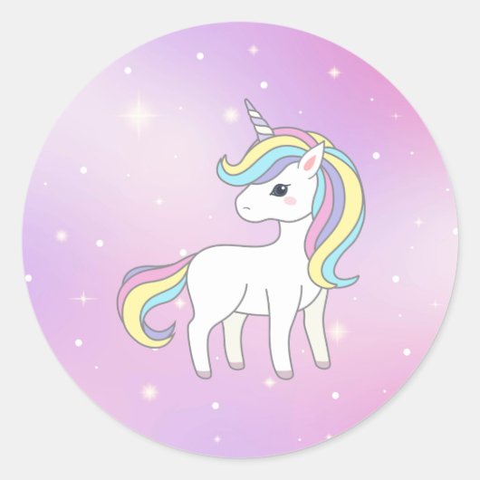 Unicorn Party Collectie! Ronde Sticker (Voorkant)