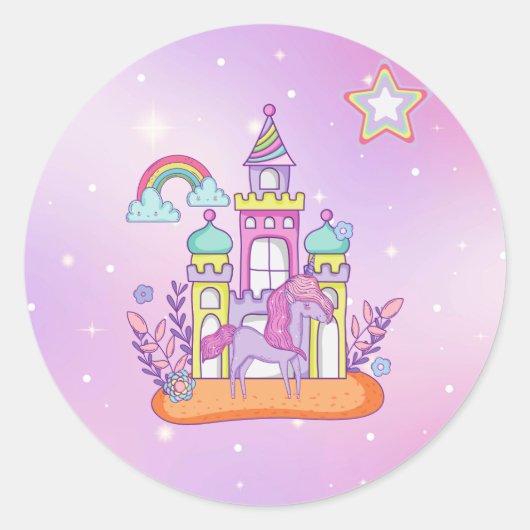 Unicorn Party Collectie! Ronde Sticker (Voorkant)