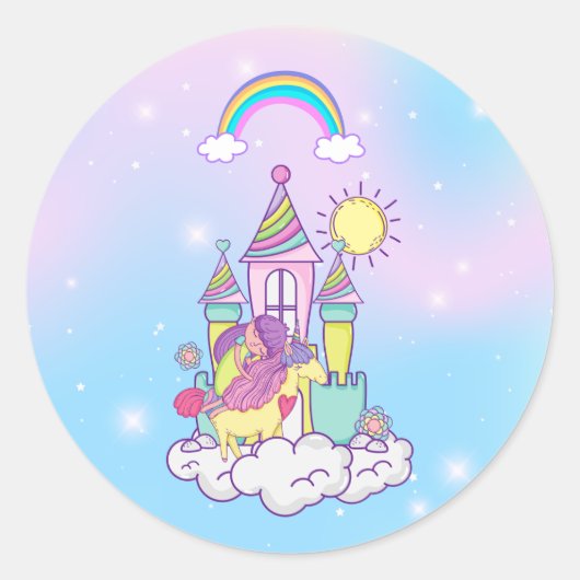 Unicorn Party Collectie! Ronde Sticker (Voorkant)