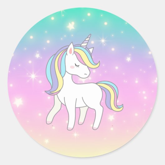 Unicorn Party Collectie! Ronde Sticker (Voorkant)