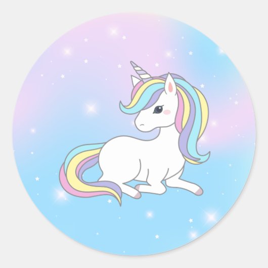 Unicorn Party Collectie! Ronde Sticker (Voorkant)