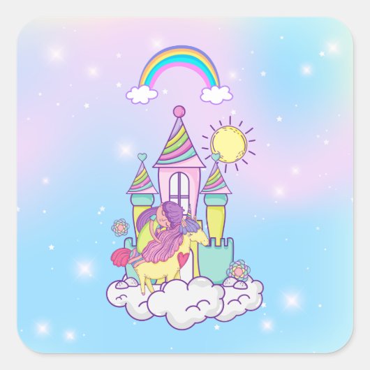 Unicorn Party Collectie! Vierkante Sticker (Voorkant)