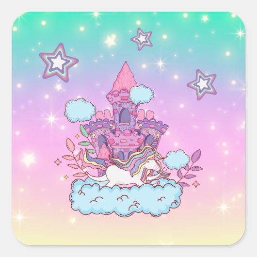 Unicorn Party Collectie! Vierkante Sticker (Voorkant)