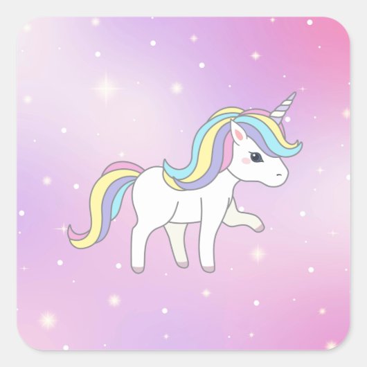 Unicorn Party Collectie! Vierkante Sticker (Voorkant)
