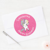 Unicorn Party Glitter Pastle Pink Ronde Sticker (Envelop)