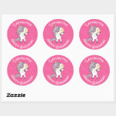 Unicorn Party Glitter Pastle Pink Ronde Sticker (Vel)