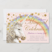 Unicorn Party Gouden magische verjaardag Kaart (Voorkant)