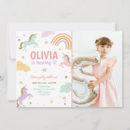 Unicorn Party Magical Rainbow Unicorn Birthday Inv Kaart