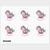 Unicorn Party Paarse Classic Round Sticker (Vel)