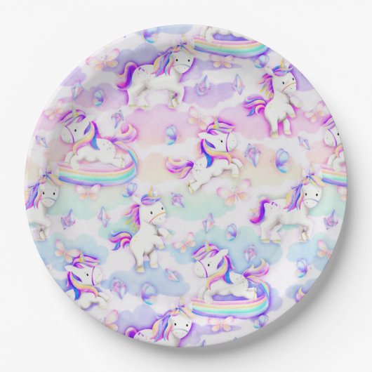 Unicorn Party Papieren Bordje (Voorkant)