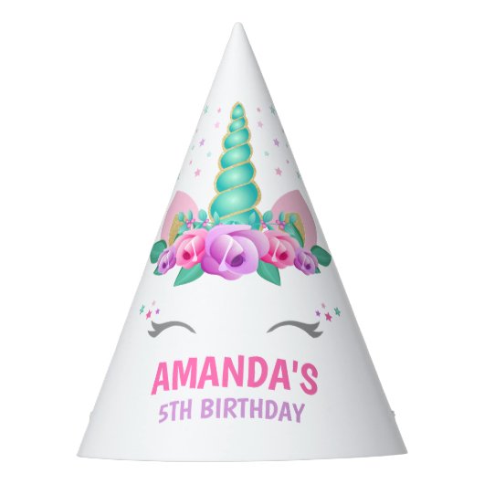 Unicorn Party Pet, Unicorn Birthday Party Feesthoedjes (Voorkant)
