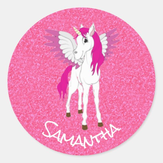 Unicorn Party Pride Pink Classic Round Sticker (Voorkant)