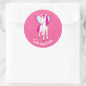 Unicorn Party Pride Pink Classic Round Sticker (Tas)