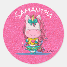 Unicorn Party Pride Pink Classic Round Sticker