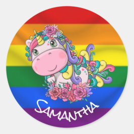 Unicorn Party Pride Rainbow Ronde Sticker