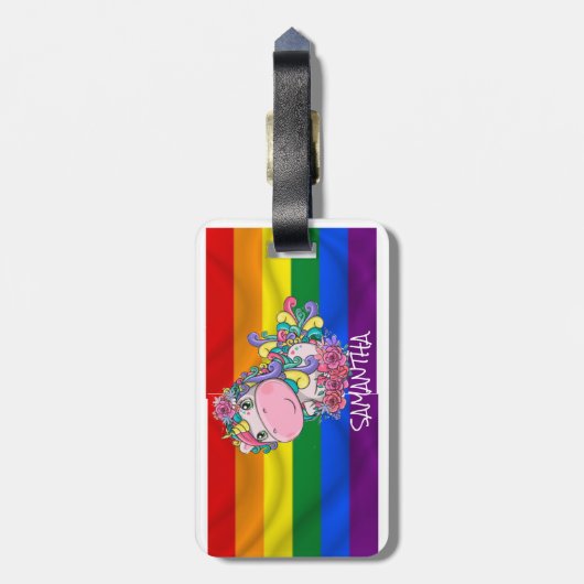Unicorn Party Rainbow Bagagelabel (Achterkant verticaal)