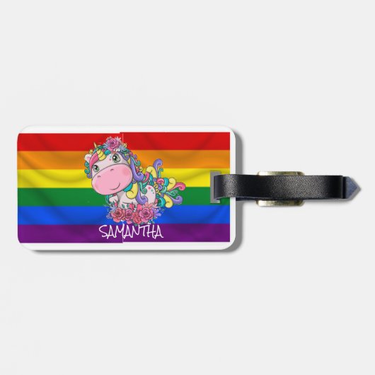 Unicorn Party Rainbow Bagagelabel (Achterkant horizontaal)