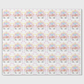 Unicorn Party Rainbow Glitter Cadeaupapier (Vlak)
