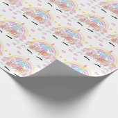 Unicorn Party Rainbow Glitter Cadeaupapier (Hoek)