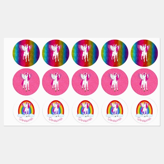 Unicorn Party Rainbow Labels (Vel)