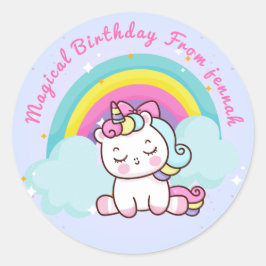 Unicorn Party Round Sticker