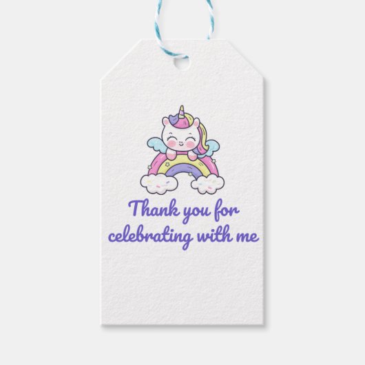 Unicorn Party Round Sticker Cadeaulabel (Voorkant)