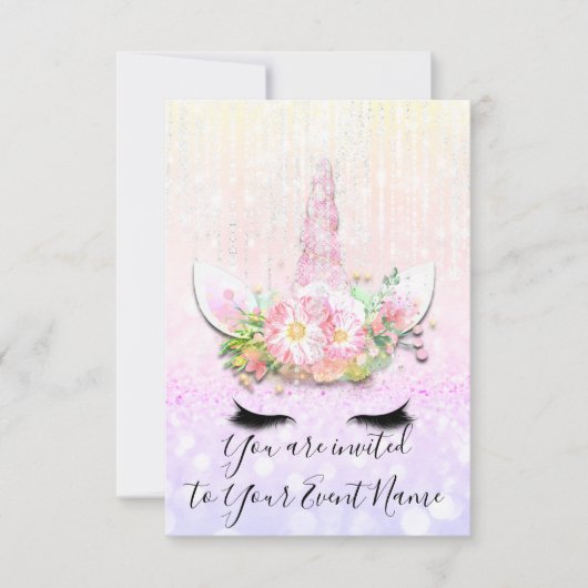 Unicorn Party roze 1e 2e verjaardag Pastels Kaart (Voorkant)