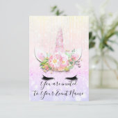 Unicorn Party roze 1e 2e verjaardag Pastels Kaart (Staand voorkant)