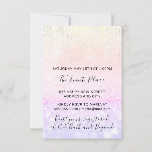 Unicorn Party roze 1e 2e verjaardag Pastels Kaart (Achterkant)