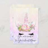 Unicorn Party roze 1e 2e verjaardag Pastels Kaart (Voorkant / Achterkant)