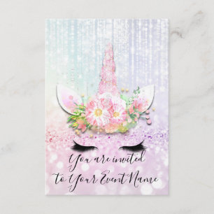 Unicorn Party roze 1st 2d 3de verjaardag glitter Kaart