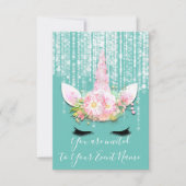 Unicorn Party roze 1th 2th 16th Birthday Party Kaart (Voorkant)