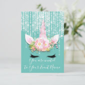 Unicorn Party roze 1th 2th 16th Birthday Party Kaart (Staand voorkant)