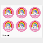 Unicorn Party roze klassieke Round Sticker (Vel)