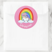 Unicorn Party roze klassieke Round Sticker (Tas)