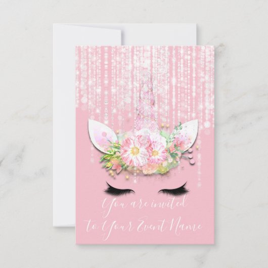 Unicorn Party roze Rose 1e 2e verjaardag Kaart (Voorkant)