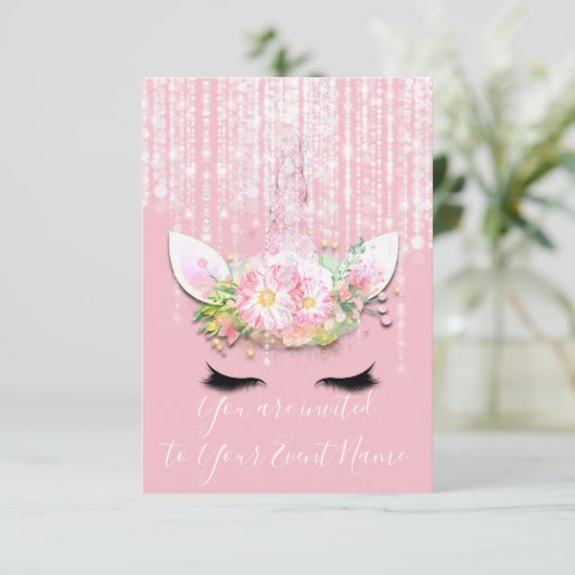 Unicorn Party roze Rose 1e 2e verjaardag Kaart (Staand voorkant)