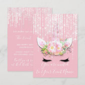 Unicorn Party roze Rose 1e 2e verjaardag Kaart (Voorkant / Achterkant)