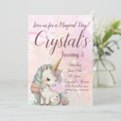 Unicorn Party, Unicorn 3rd Birthday Kaart (Staand voorkant)